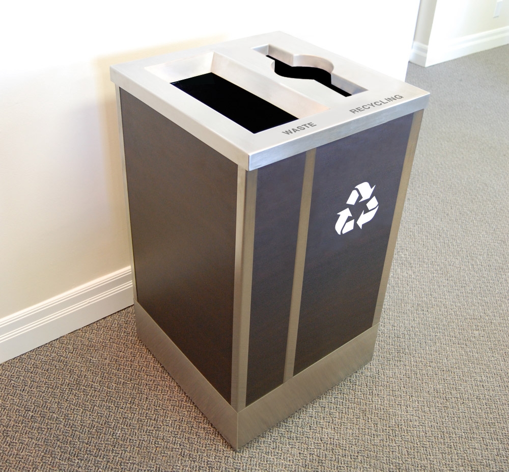 Champs Elysees Square Double Stream | Stainless Steel & Laminate Bin